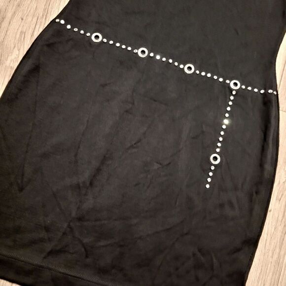 Tadashi Vintage Rhinestone High Neck Bodycon Mini Dress Black Size S/P - Picture 3 of 7